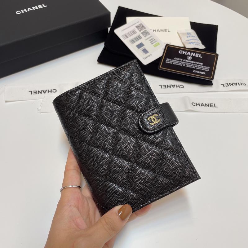 Chanel Grain Calfskin Passport Holder AP3196 Black with Gold