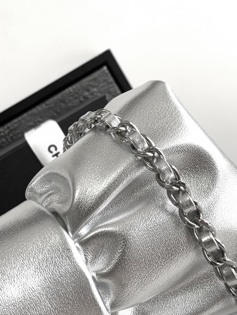 Chanel Metallic Lambskin Clutch AS5129 Silver