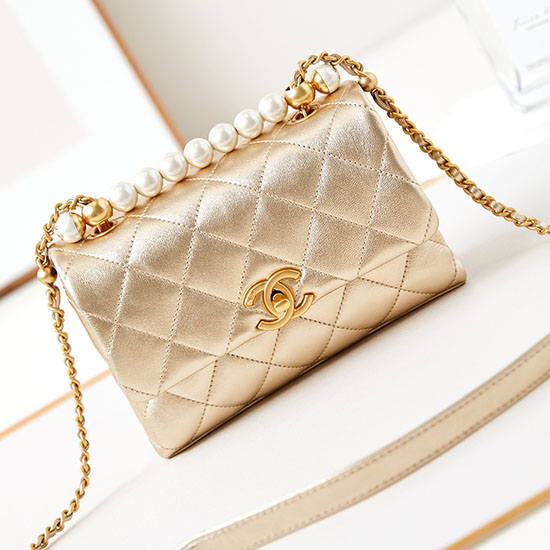 Chanel Mini Flap Bag with Top Handle AS5001 Gold