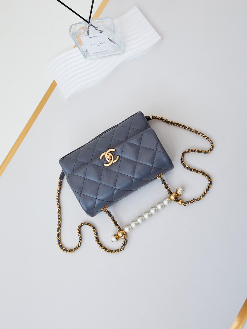 Chanel Mini Flap Bag with Top Handle AS5001 Grey