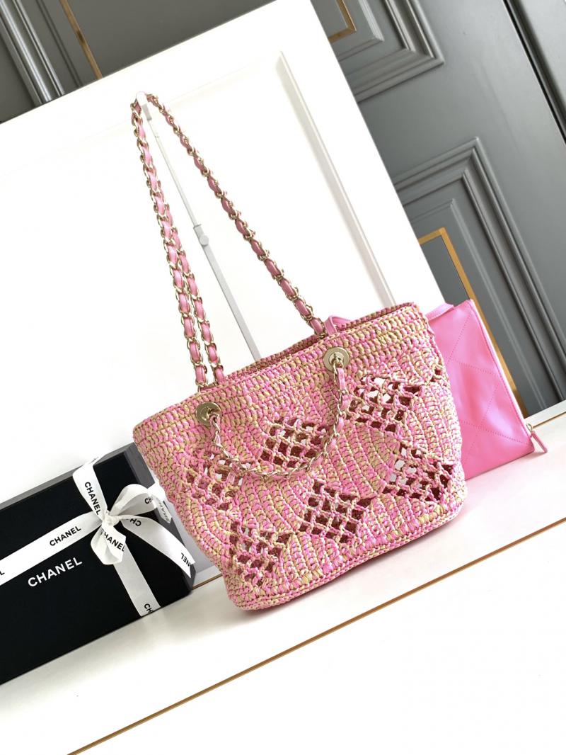 Chanel Raffia Small Tote AS4714 Pink