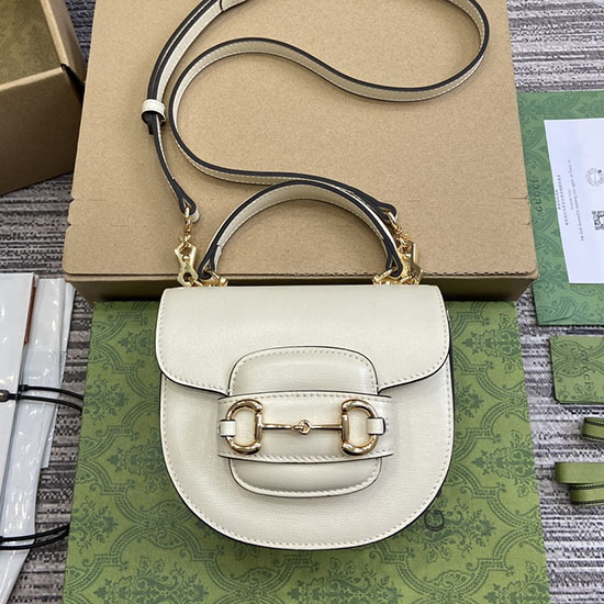 Gucci Horsebit 1955 Leather Mini Top Handle Bag 781387 White