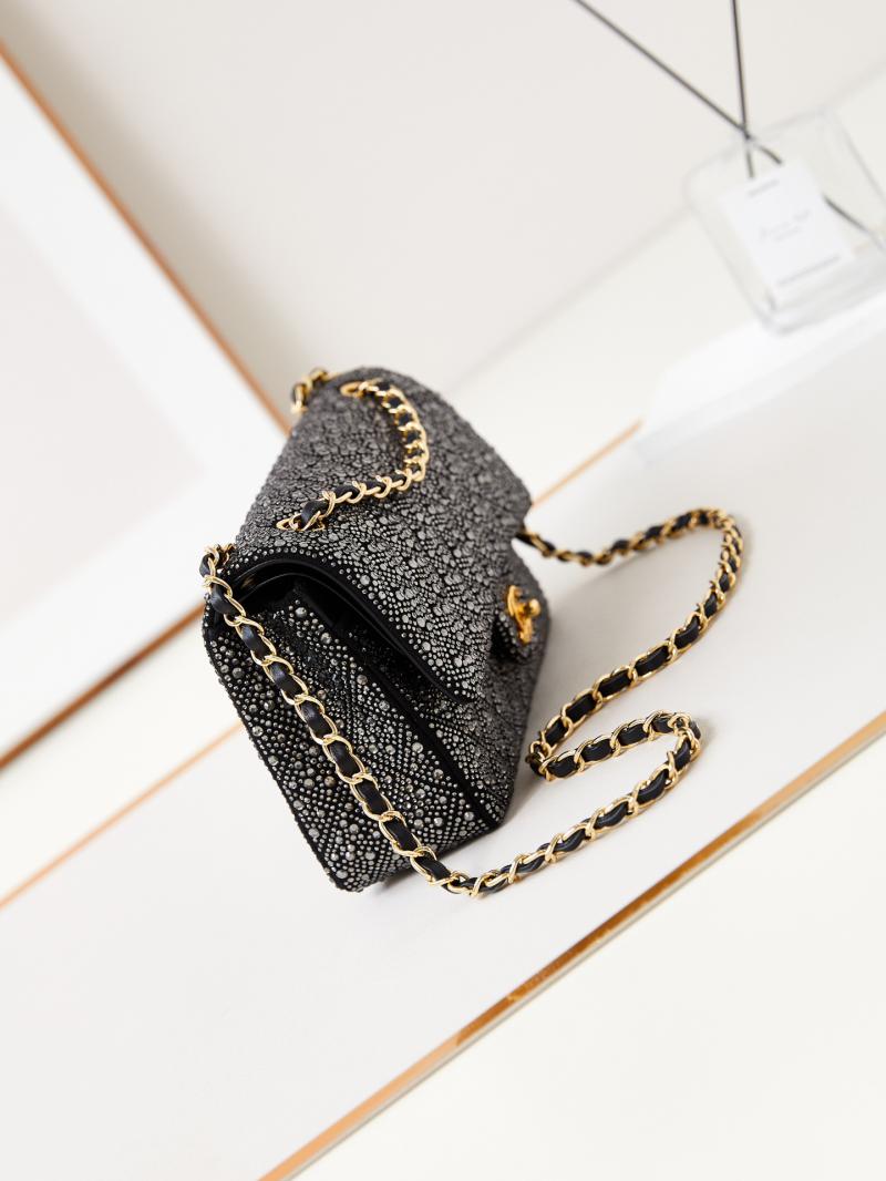 Medium Chanel Flap Evening Bag with Crystal A01112 Black