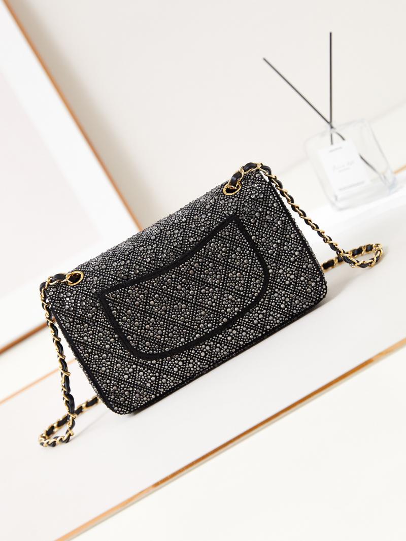 Medium Chanel Flap Evening Bag with Crystal A01112 Black