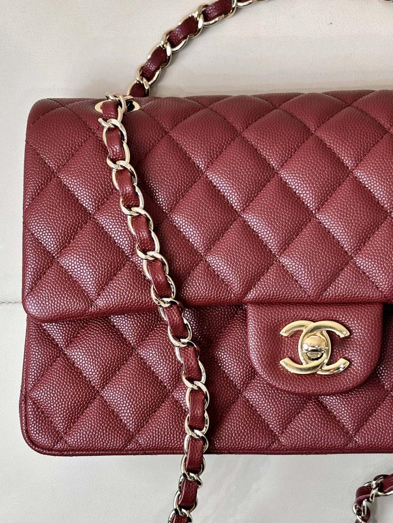 Medium Chanel Grained Calfskin Flap Bag A01112 Burgundy