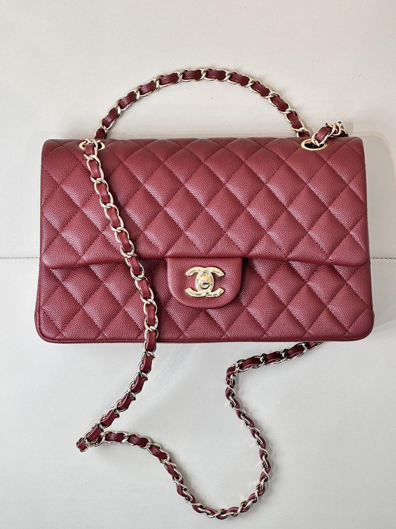 Medium Chanel Grained Calfskin Flap Bag A01112 Burgundy