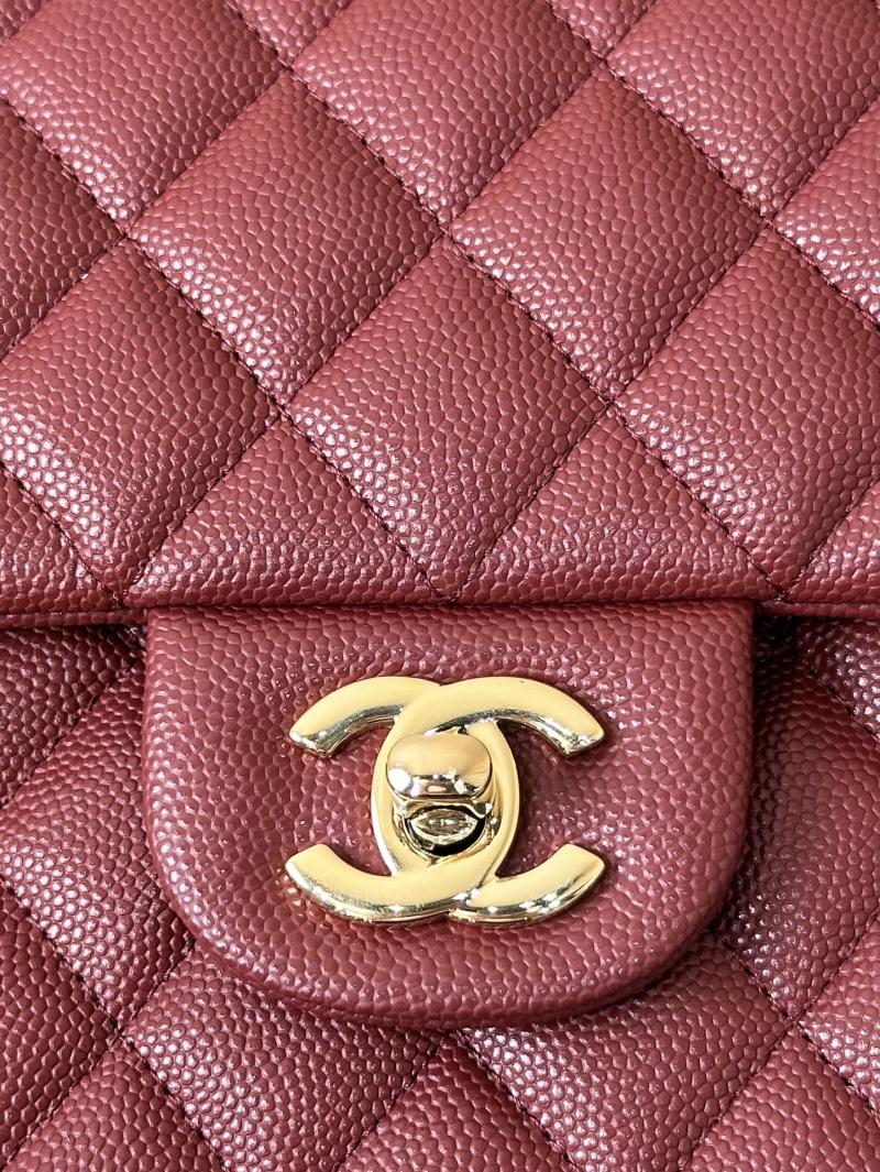 Medium Chanel Grained Calfskin Flap Bag A01112 Burgundy