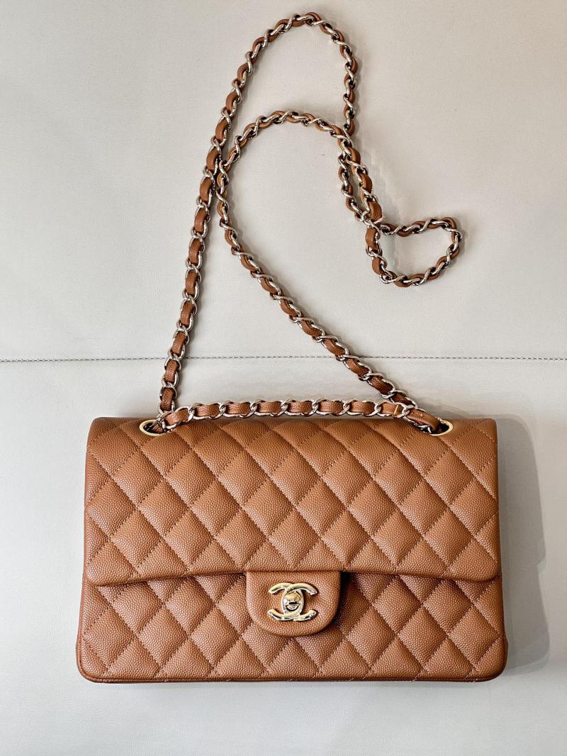 Medium Chanel Grained Calfskin Flap Bag A01112 Caramel