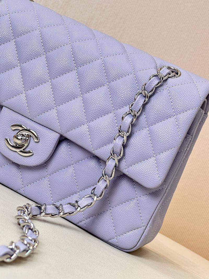 Medium Chanel Grained Calfskin Flap Bag A01112 Lavender purple