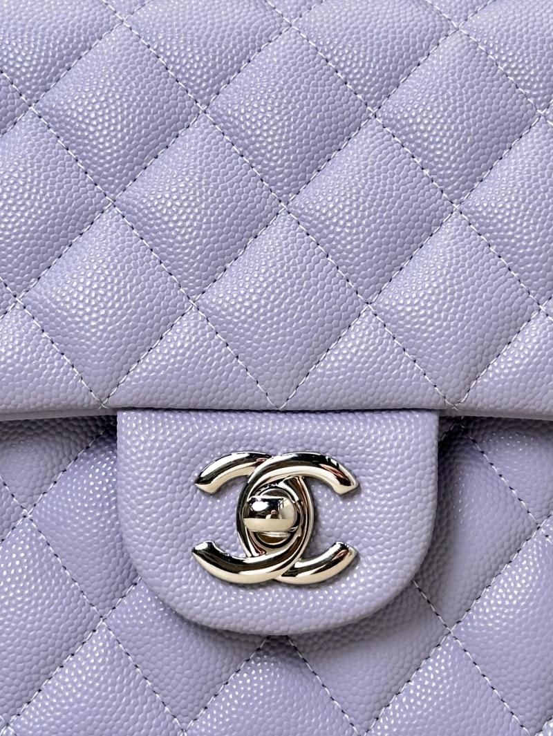 Medium Chanel Grained Calfskin Flap Bag A01112 Lavender purple