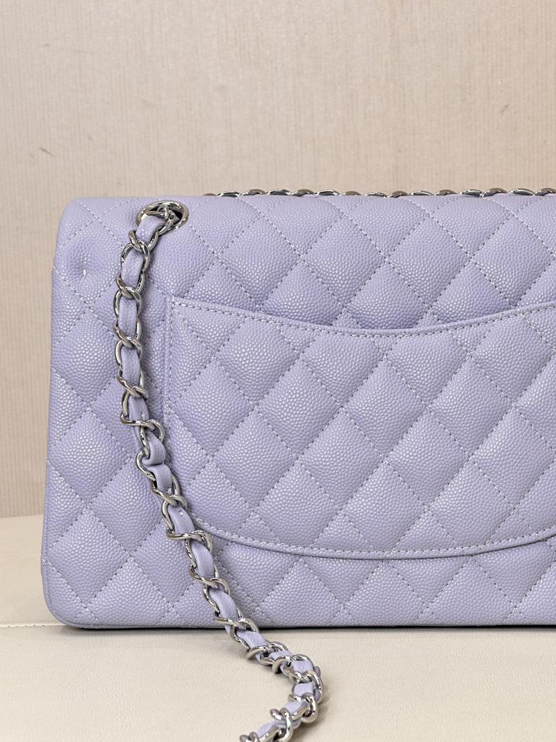 Medium Chanel Grained Calfskin Flap Bag A01112 Lavender purple