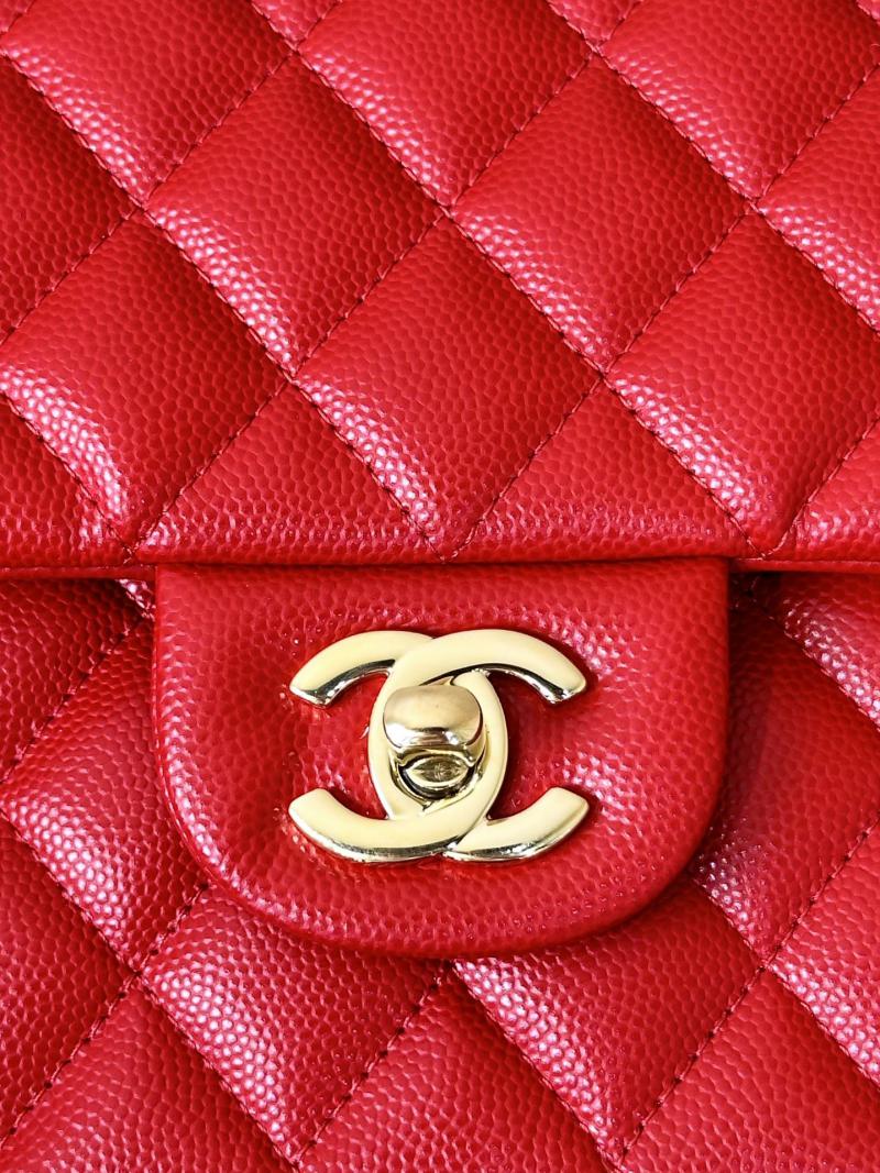 Medium Chanel Grained Calfskin Flap Bag A01112 Red