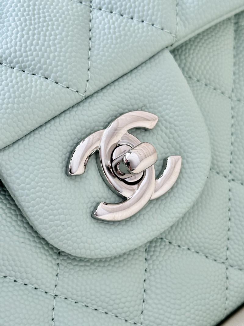 Medium Chanel Grained Calfskin Flap Bag A01112 Teal