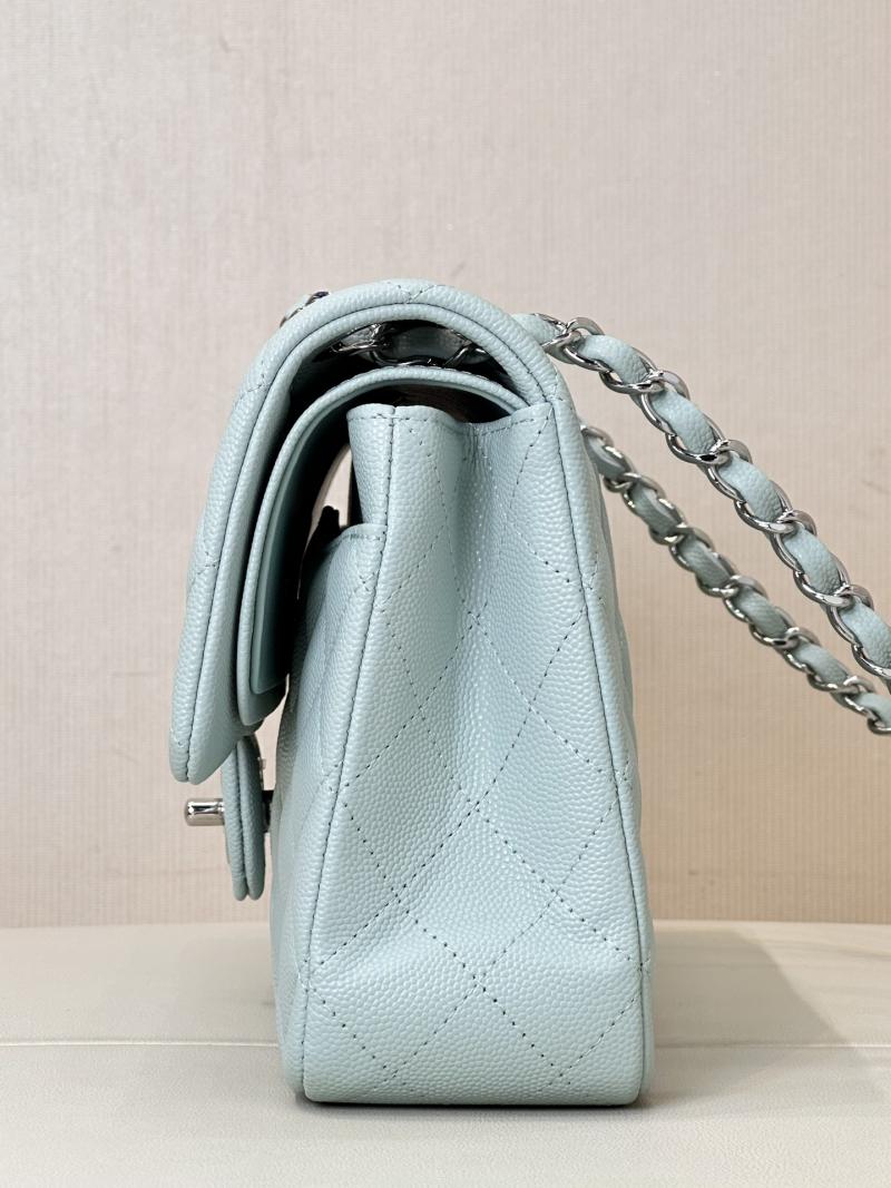 Medium Chanel Grained Calfskin Flap Bag A01112 Teal