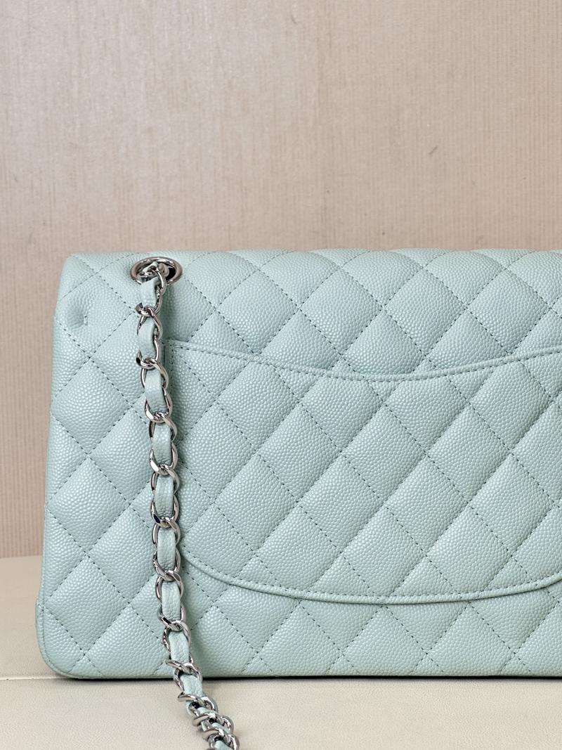 Medium Chanel Grained Calfskin Flap Bag A01112 Teal