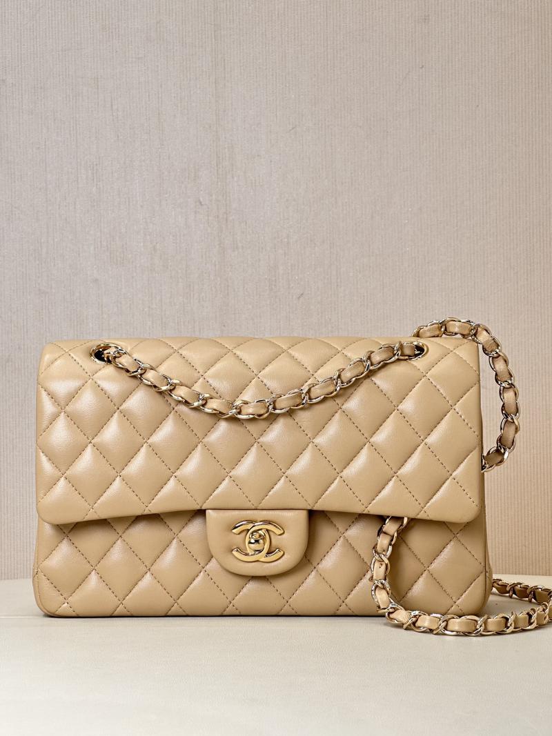 Medium Chanel Lambskin Flap Bag Beige A01112