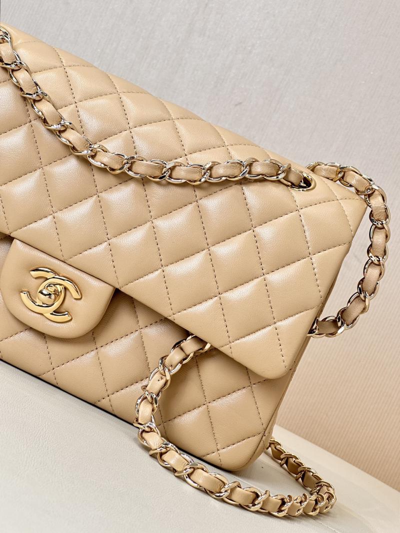 Medium Chanel Lambskin Flap Bag Beige A01112