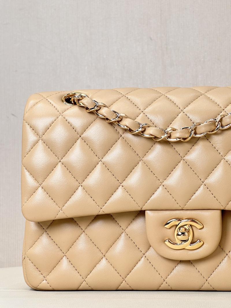 Medium Chanel Lambskin Flap Bag Beige A01112