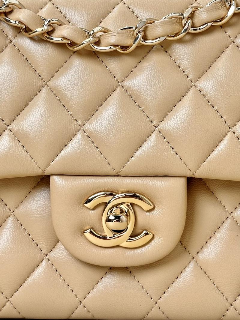 Medium Chanel Lambskin Flap Bag Beige A01112