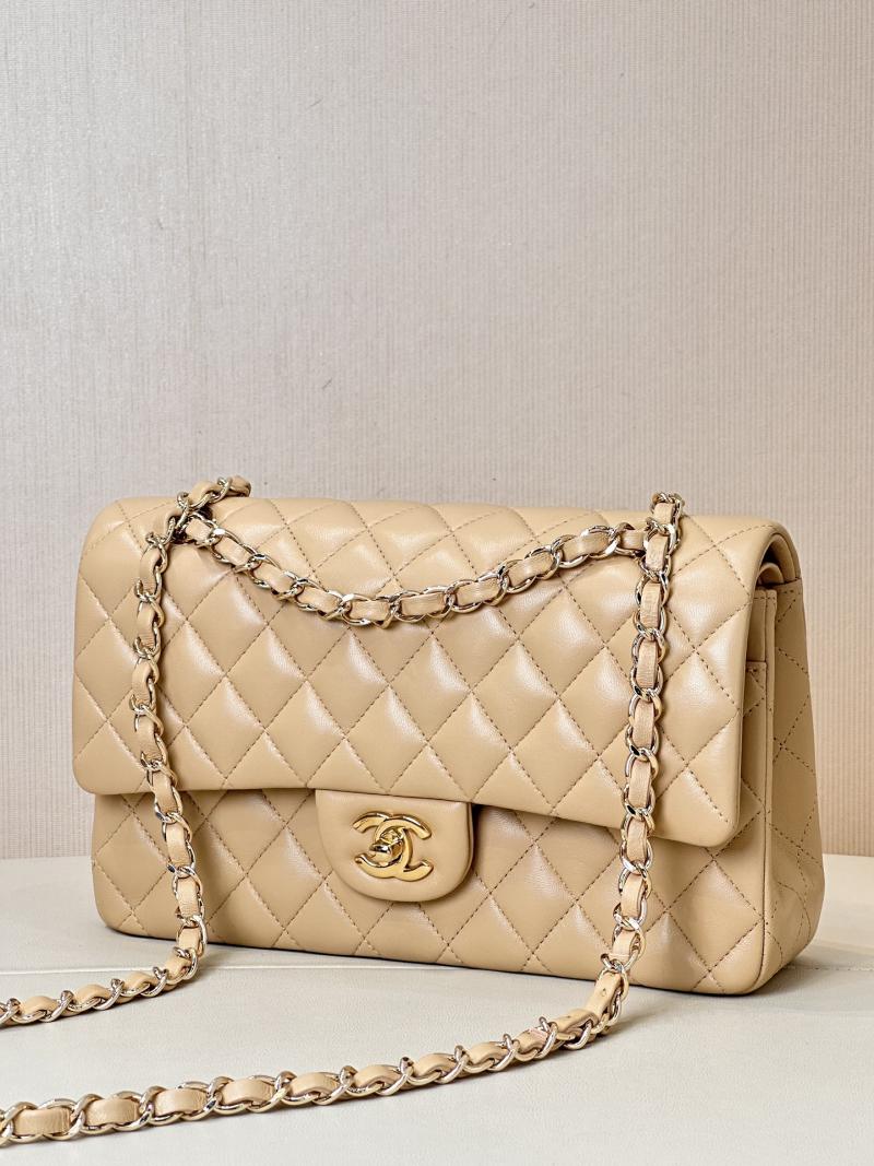 Medium Chanel Lambskin Flap Bag Beige A01112