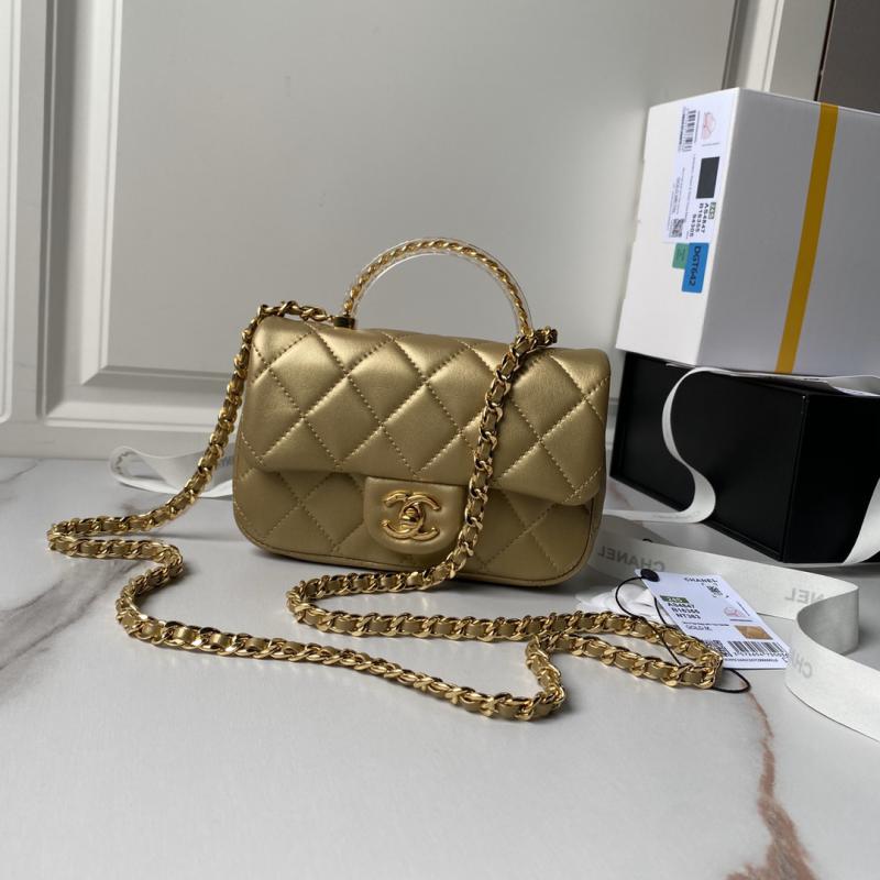 Mini Chanel Flap Bag with Top Handle AS4847 Gold