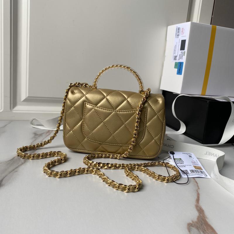 Mini Chanel Flap Bag with Top Handle AS4847 Gold