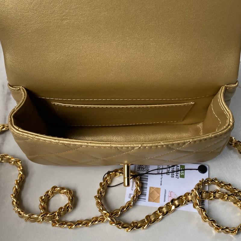 Mini Chanel Flap Bag with Top Handle AS4847 Gold