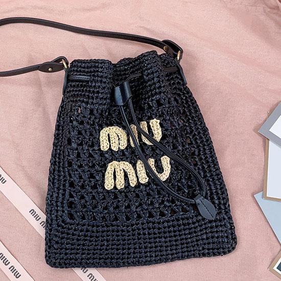 Miu Miu Woven fabric mini-bag 5ND016 Black