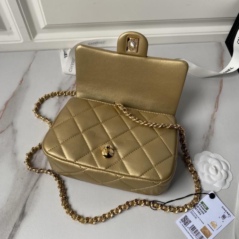 Small Chanel Flap Bag with Top Handle AS4848 Gold