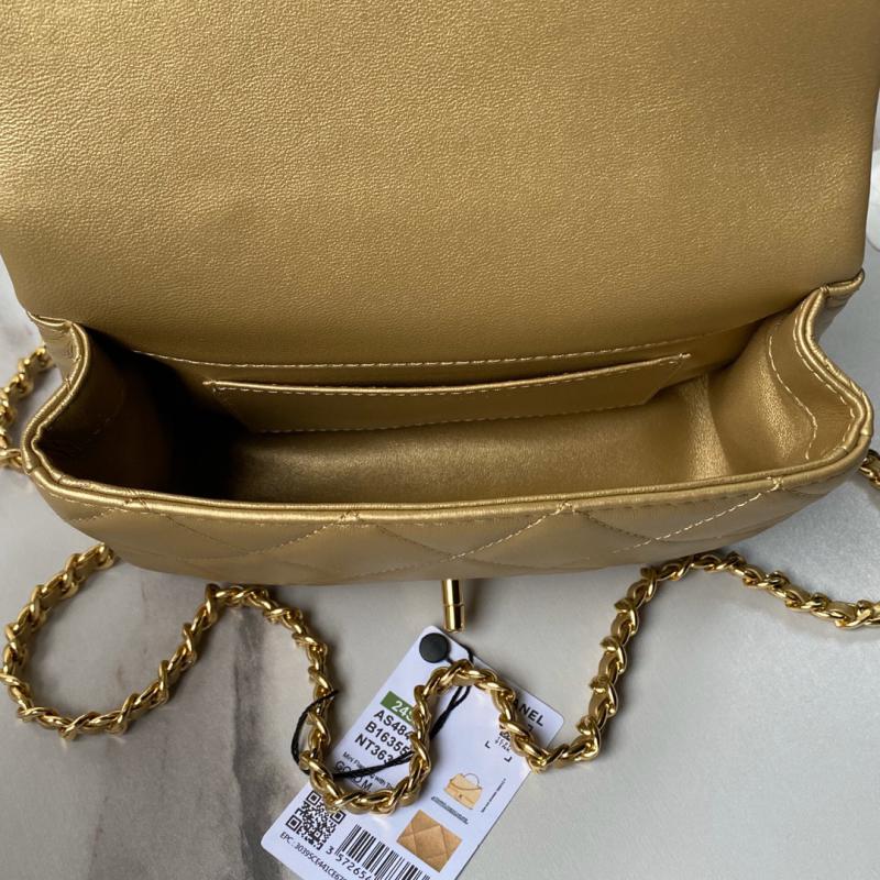 Small Chanel Flap Bag with Top Handle AS4848 Gold