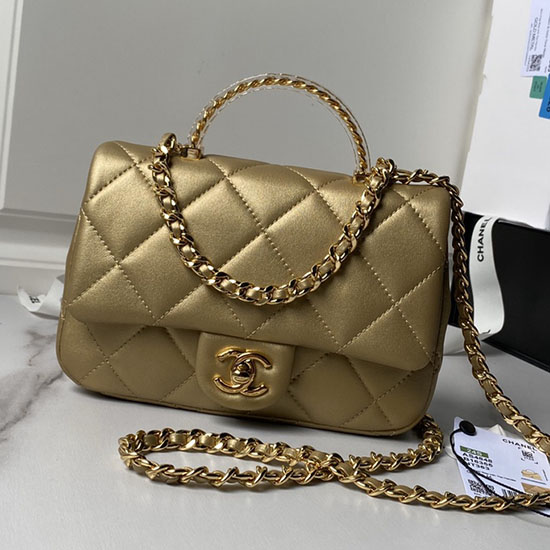 Small Chanel Flap Bag with Top Handle AS4848 Gold