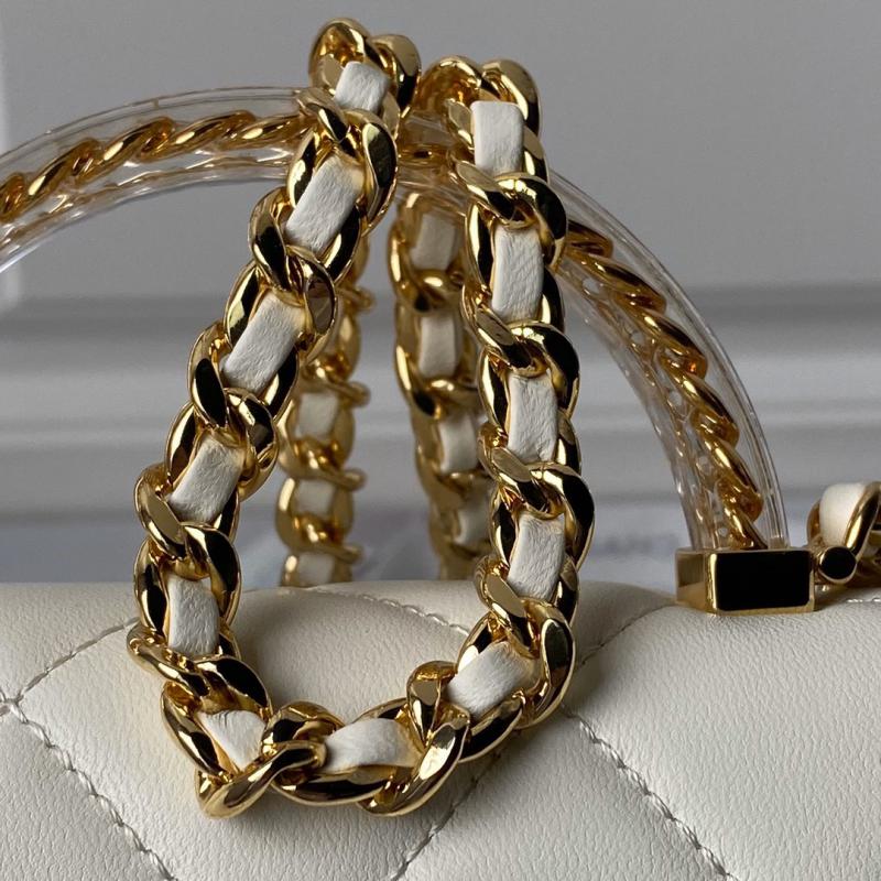 Small Chanel Flap Bag with Top Handle AS4848 White