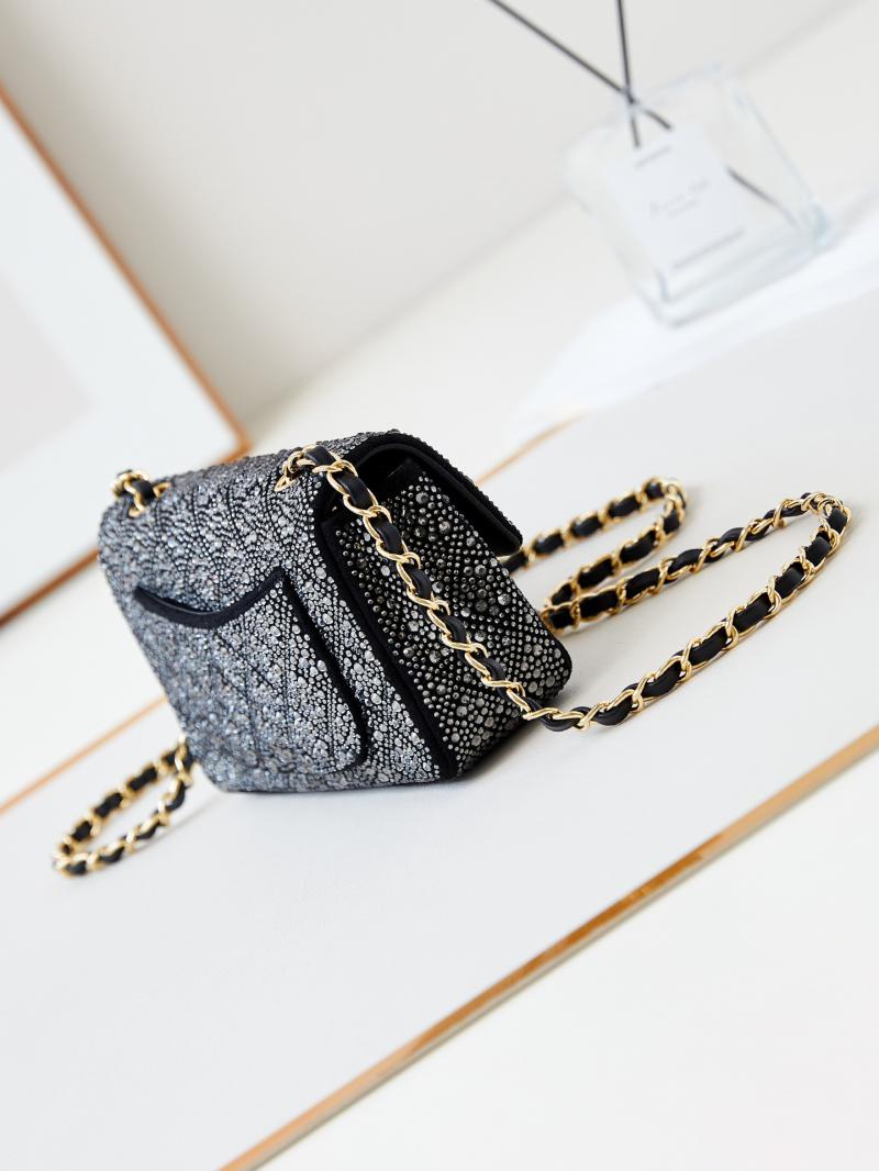 Small Chanel Flap Evening Bag with Crystal A01116 Black