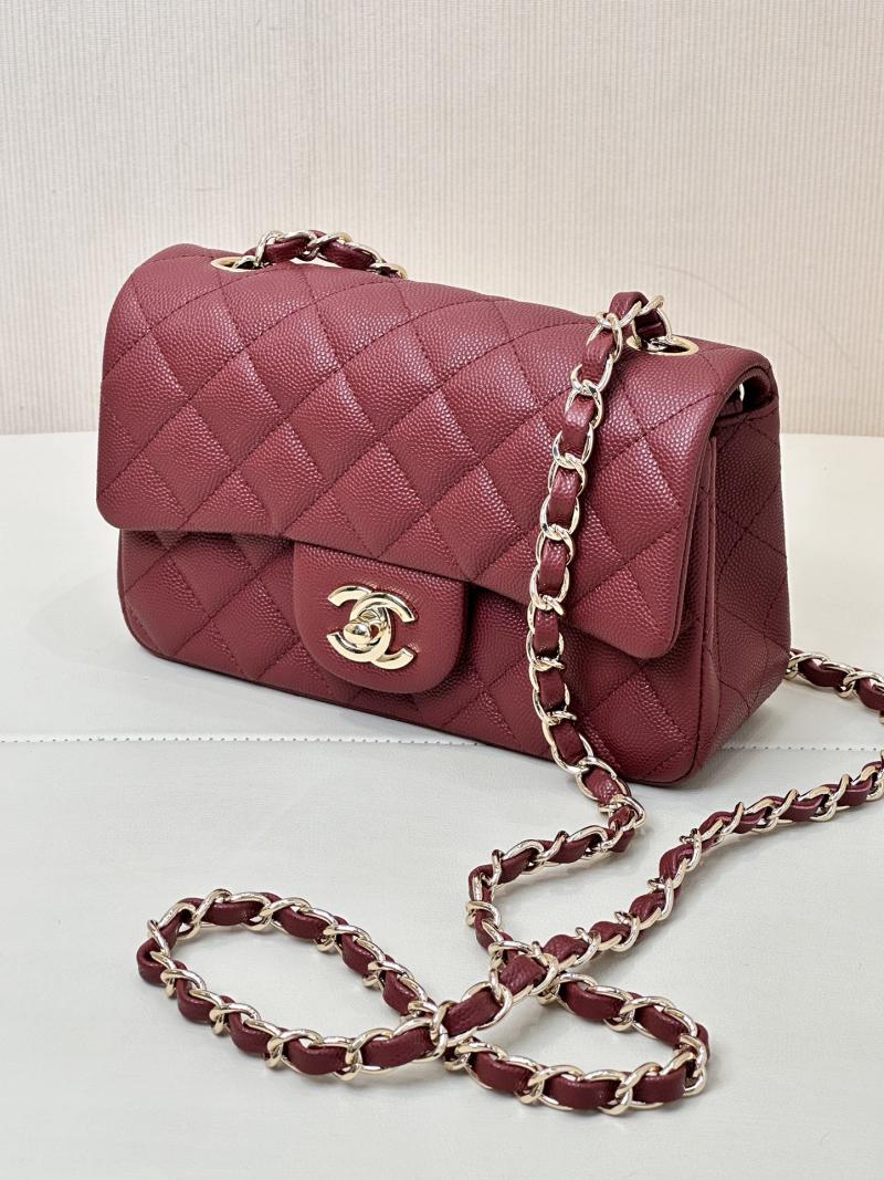 Small Chanel Grained Calfskin Flap Bag A01116 Burgundy