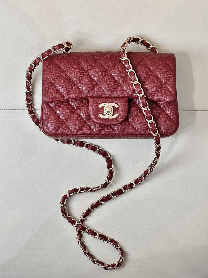 Small Chanel Grained Calfskin Flap Bag A01116 Burgundy