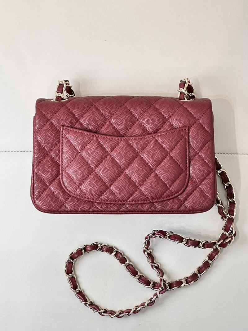 Small Chanel Grained Calfskin Flap Bag A01116 Burgundy