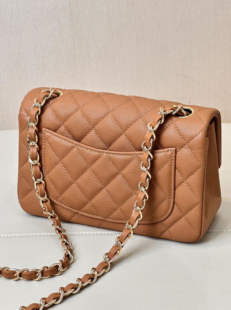 Small Chanel Grained Calfskin Flap Bag A01116 Caramel