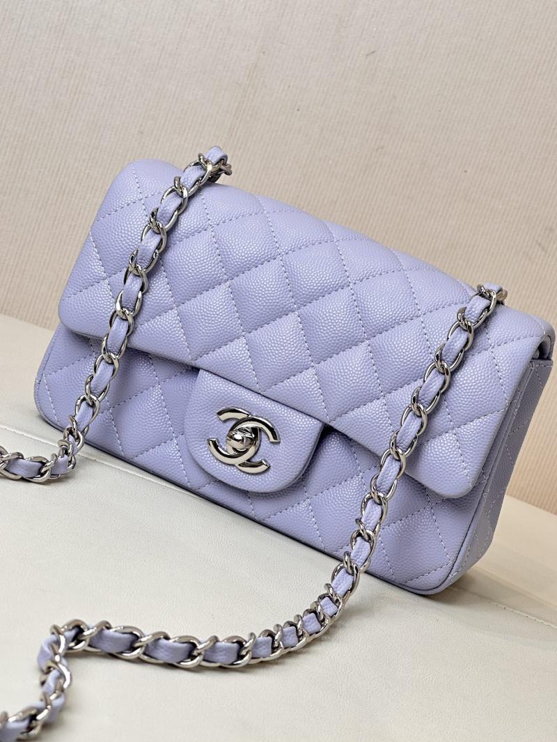 Small Chanel Grained Calfskin Flap Bag A01116 Lavender purple