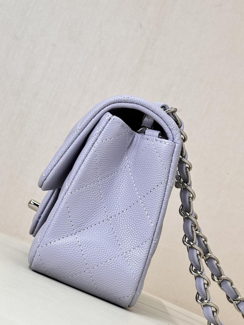 Small Chanel Grained Calfskin Flap Bag A01116 Lavender purple