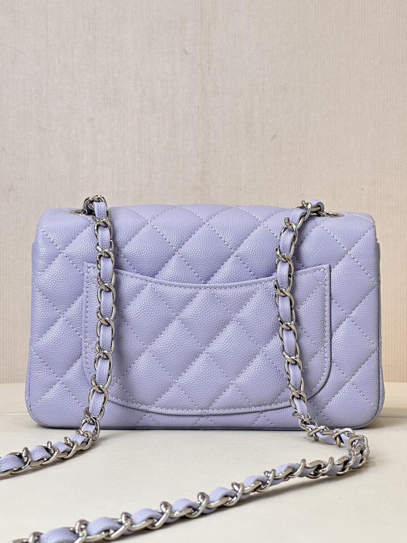 Small Chanel Grained Calfskin Flap Bag A01116 Lavender purple