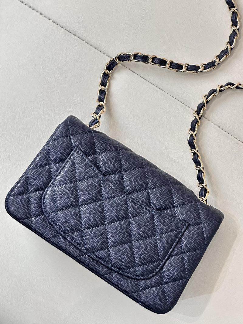 Small Chanel Grained Calfskin Flap Bag A01116 Navy Blue