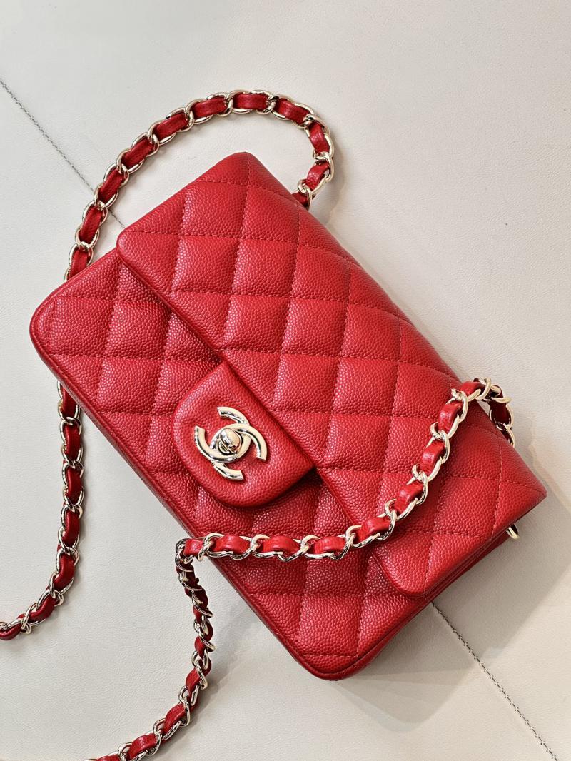 Small Chanel Grained Calfskin Flap Bag A01116 Red