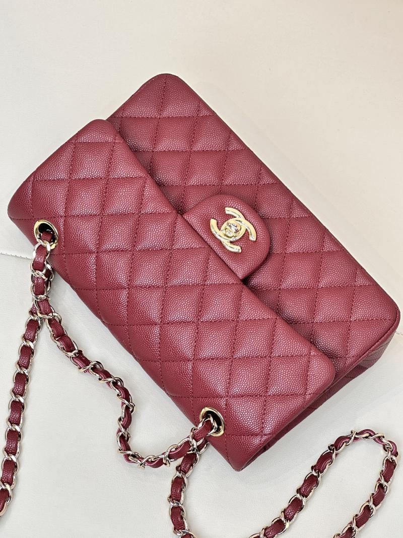 Small Chanel Grained Calfskin Flap Bag A01117 Burgundy