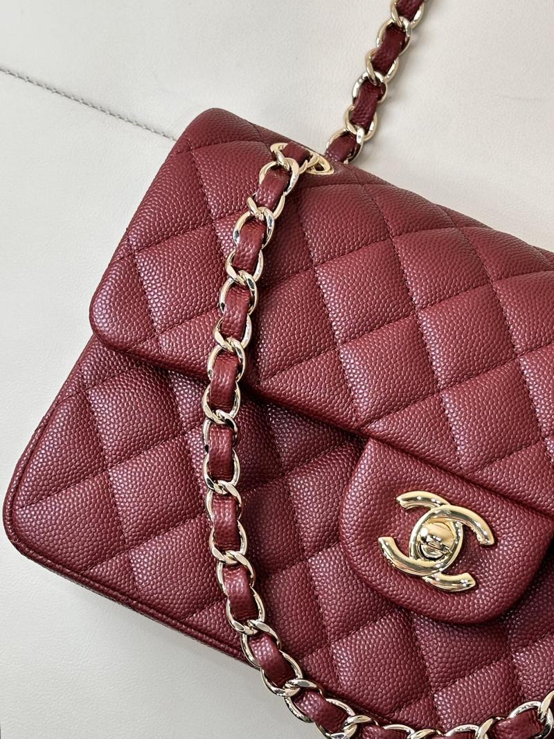 Small Chanel Grained Calfskin Flap Bag A01117 Burgundy