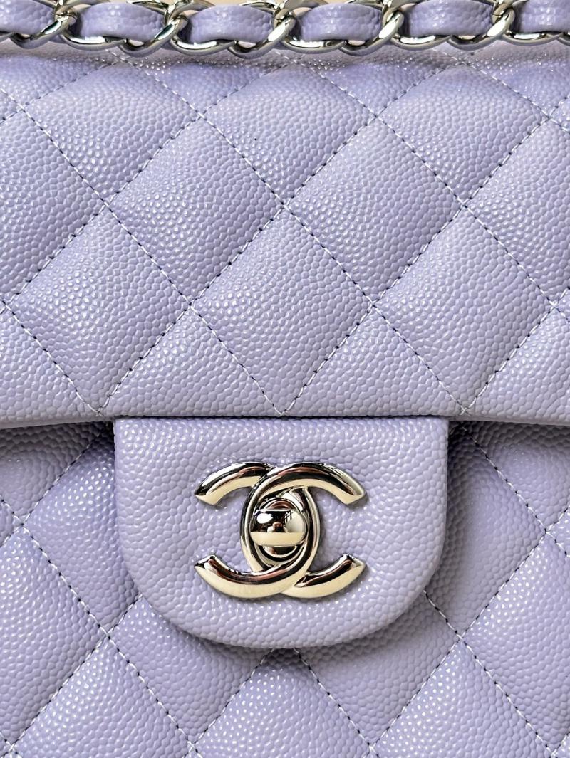 Small Chanel Grained Calfskin Flap Bag A01117 Lavender purple