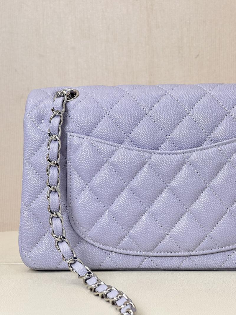 Small Chanel Grained Calfskin Flap Bag A01117 Lavender purple