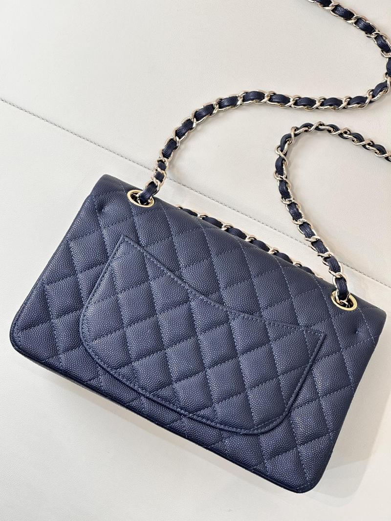 Small Chanel Grained Calfskin Flap Bag A01117 Navy Blue