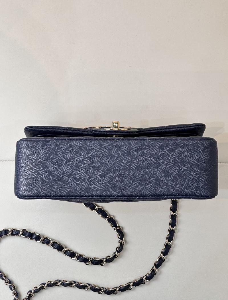 Small Chanel Grained Calfskin Flap Bag A01117 Navy Blue