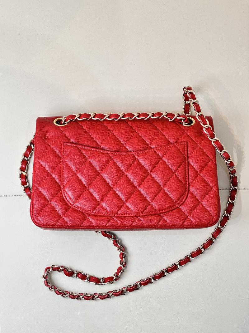 Small Chanel Grained Calfskin Flap Bag A01117 Red