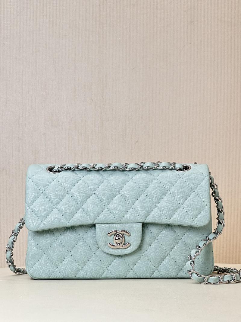 Small Chanel Grained Calfskin Flap Bag A01117 Teal